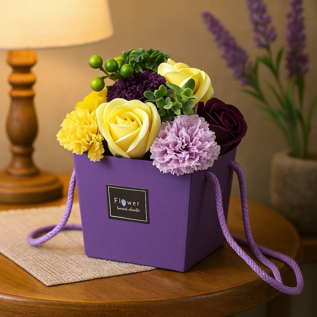 Soap Flower Bouquet, Purple - SHAMTAM.COM