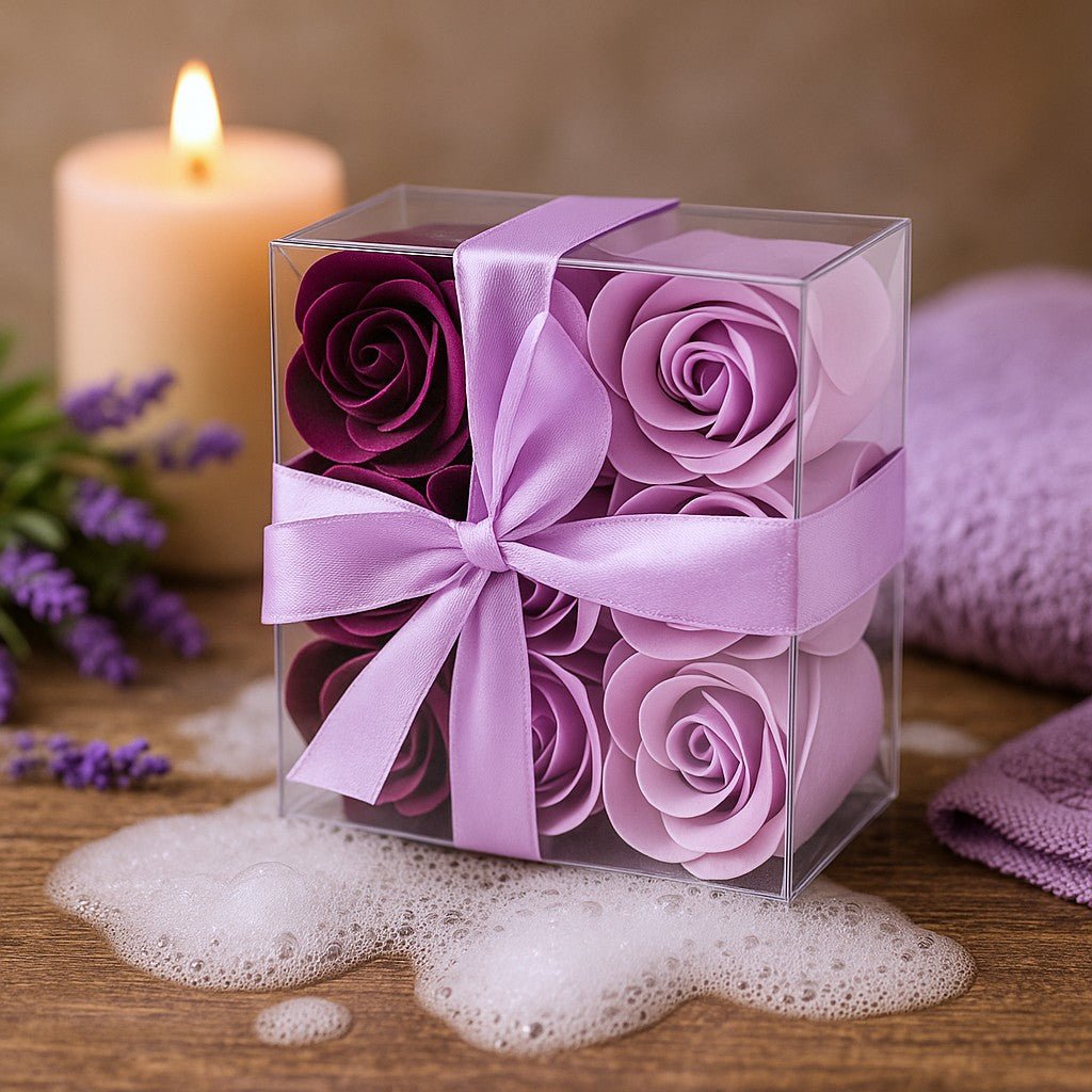 Soap Flowers Set of 9, Lavender Roses - SHAMTAM.COM