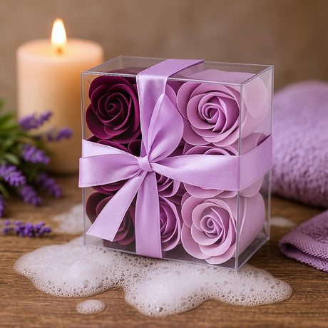 Soap Flowers Set of 9, Lavender Roses - SHAMTAM.COM