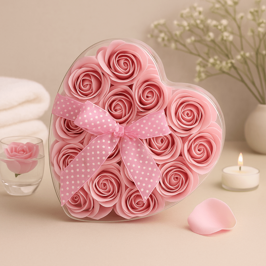 Soap Roses Heart Box Pink 24 - Pack - SHAMTAM.COM