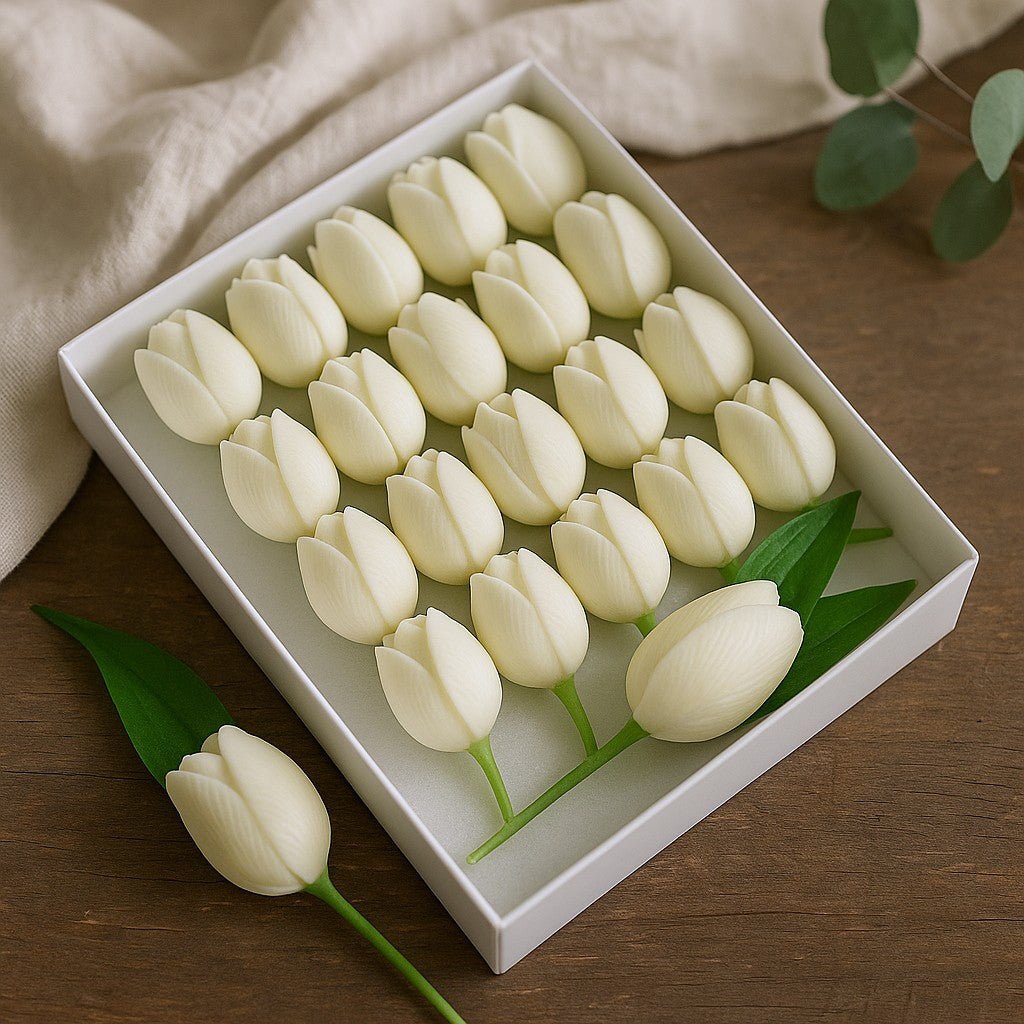 Soap Tulip Flowers Ivory Medium, 10 Pieces - SHAMTAM.COM