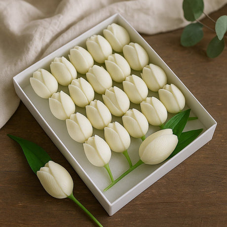 Soap Tulip Flowers Ivory Medium, 10 Pieces - SHAMTAM.COM