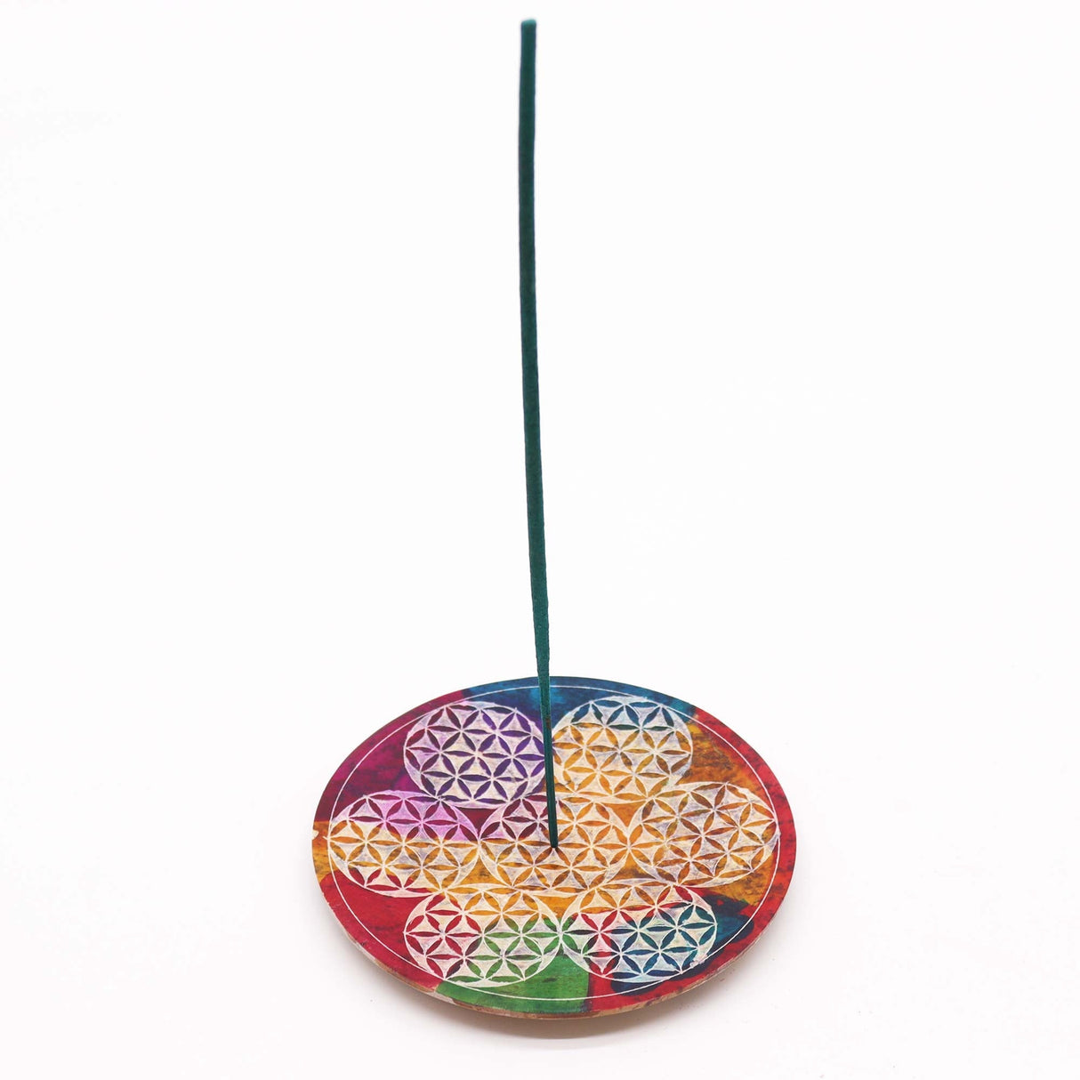 Handcrafted Soapstone Incense Burner with 7 Flower of Life Design – Vibrant Sacred Geometry for Spiritual Ambiance - SHAMTAM.COM