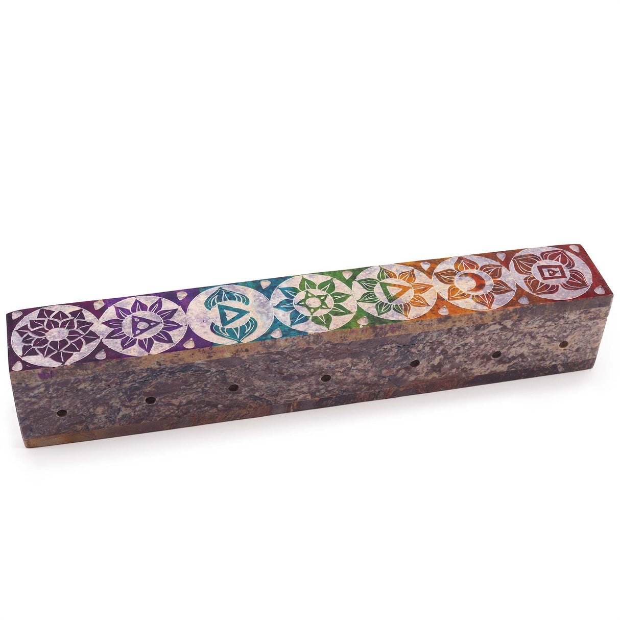 Chakra Soapstone Incense Burner with Mandala Designs and Smoke Holes for Meditation and Energy Balance - SHAMTAM.COM