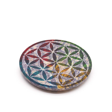 Vibrant Flower of Life Soapstone Incense Burner – Enhance Spiritual Harmony & Meditation - SHAMTAM.COM
