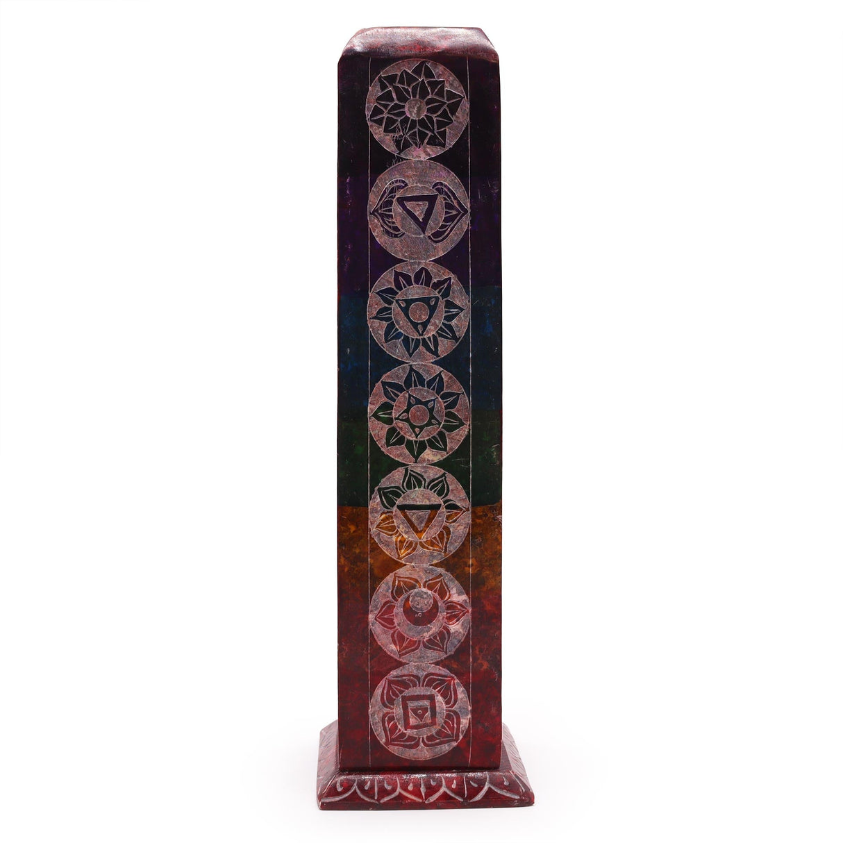 Chakra Harmony Soapstone Incense Holder - 7 Chakra Symbols for Meditation & Energy Balance - SHAMTAM.COM