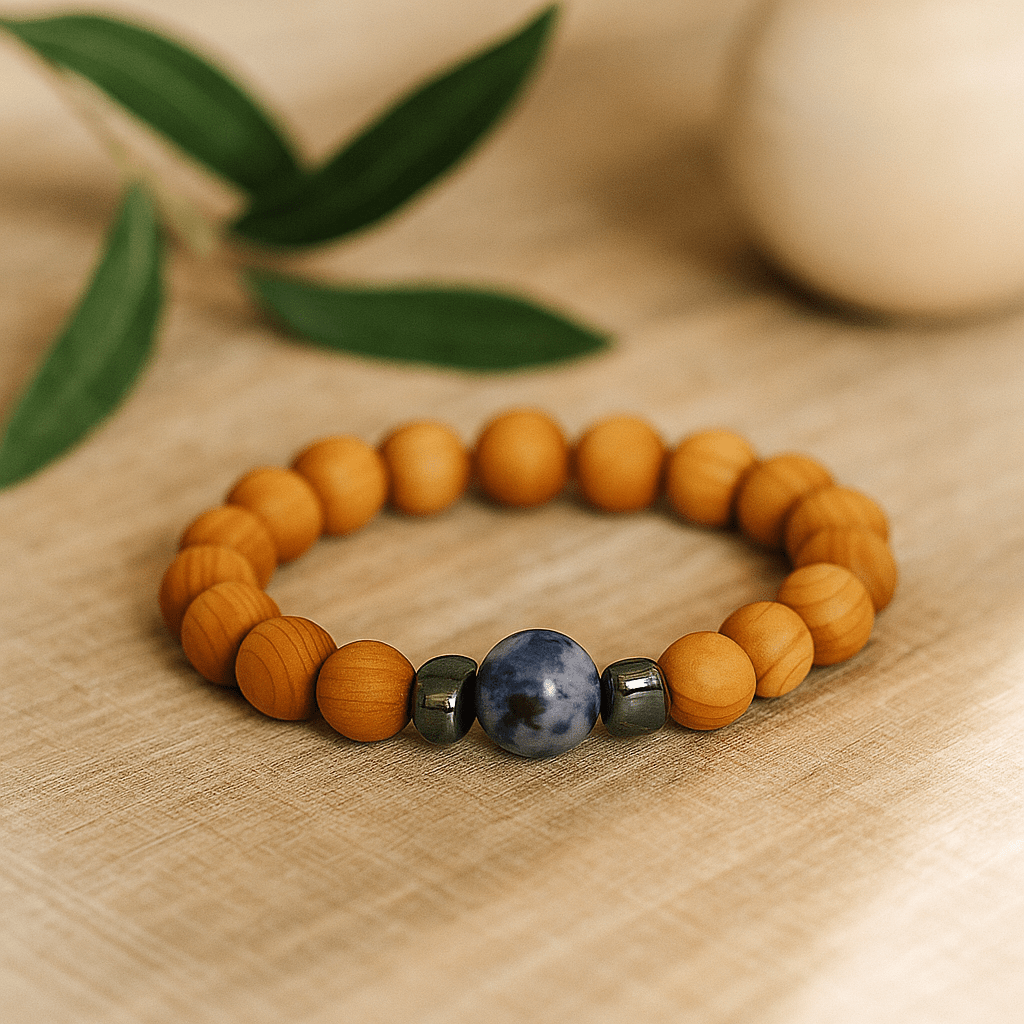 Sodalite Bracelet - Cedarwood Throat Chakra - SHAMTAM.COM