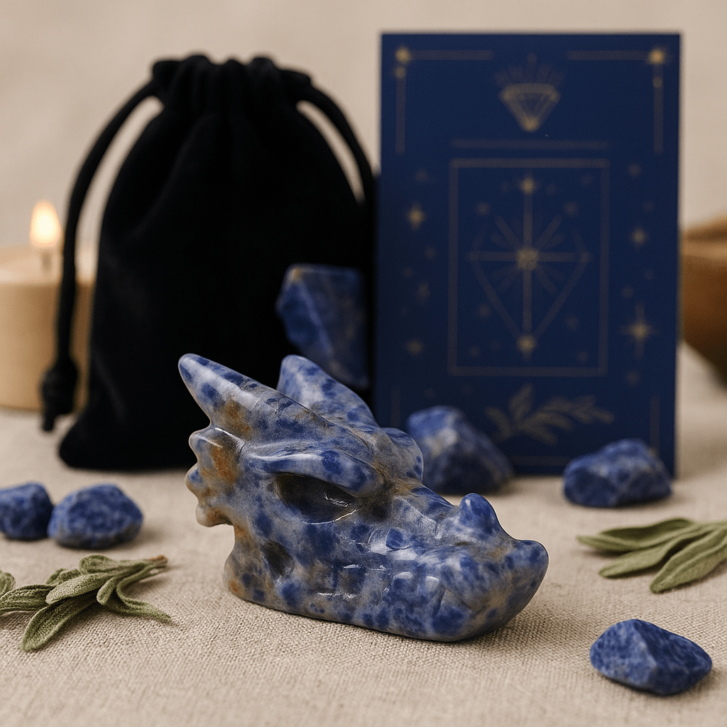 Sodalite Dragon Head Carving 60x30x35mm - SHAMTAM.COM