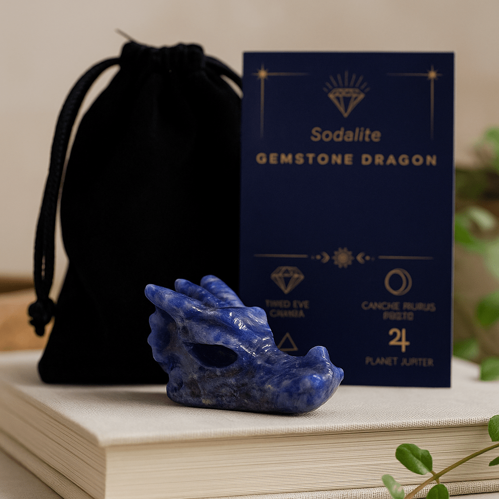 Sodalite Dragon Head Carving Small - 45x30x28mm - SHAMTAM.COM