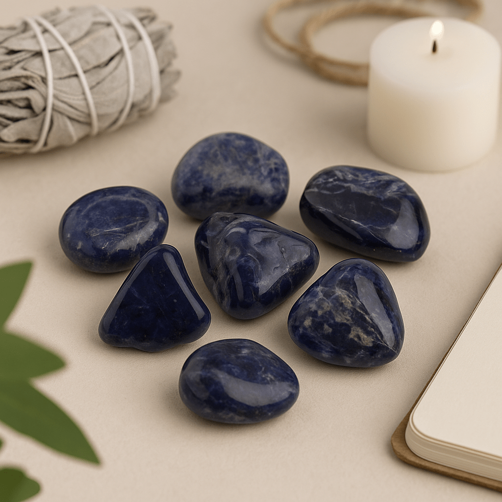 Sodalite Tumbled Stones Large Blue, 6 Pieces - SHAMTAM.COM