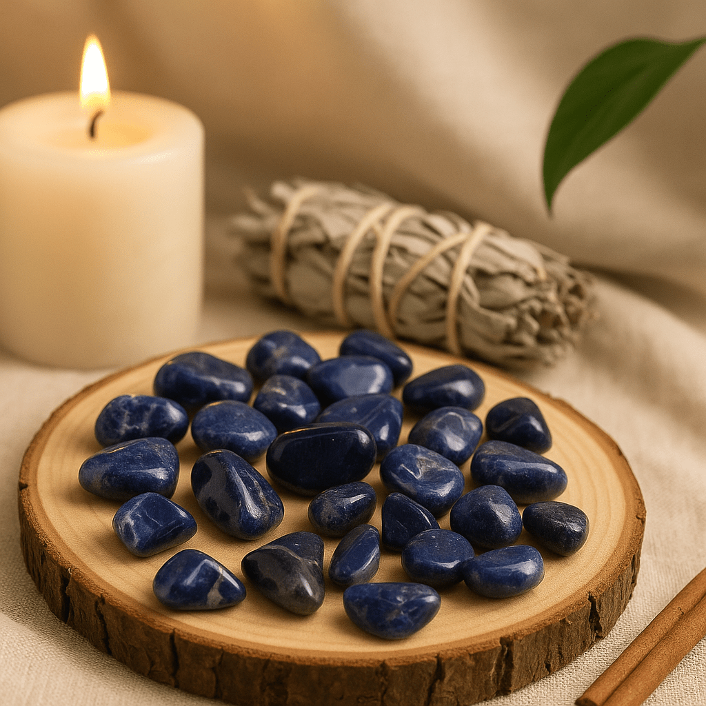 Sodalite Tumbled Stones Small Blue African 24 Pieces - SHAMTAM.COM