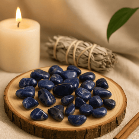 Sodalite Tumbled Stones Small Blue African 24 Pieces - SHAMTAM.COM