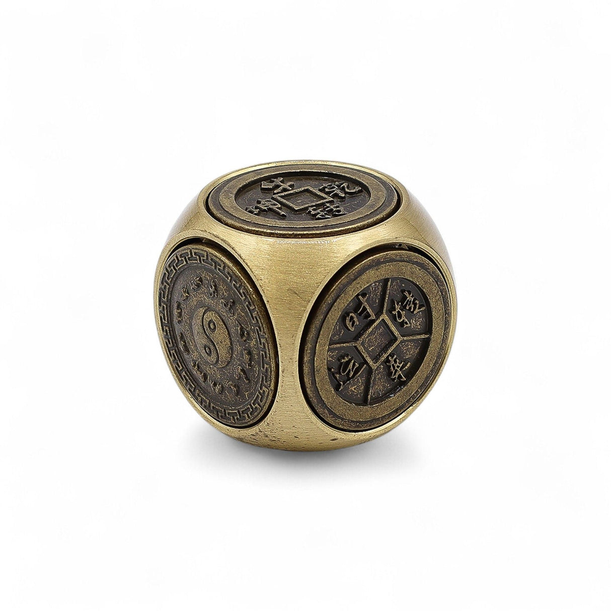 Solid Brass Feng Shui Yin - Yang Zodiac D6 Dice - SHAMTAM.COM