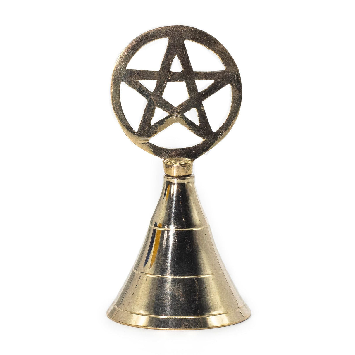 Solid Brass Pentacle Altar Bell Wiccan Ritual Chime - SHAMTAM.COM
