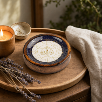 Stars Sign Mini Bowl & Incense Stick Holder - Libra — styled in a warm, naturally lit interior