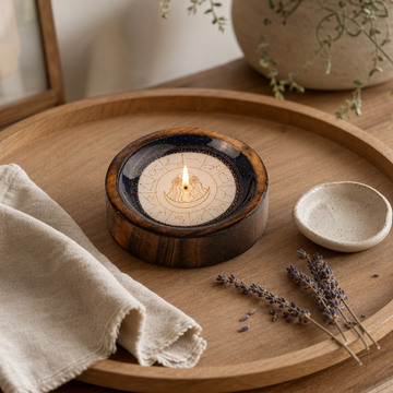 Stars Sign Mini Bowl & Incense Stick Holder - Virgo — styled in a warm, naturally lit interior