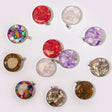 Steel Cased Pendant Round - 12 Assorted Gemstone Chips & Shells (12 pcs) - SHAMTAM.COM