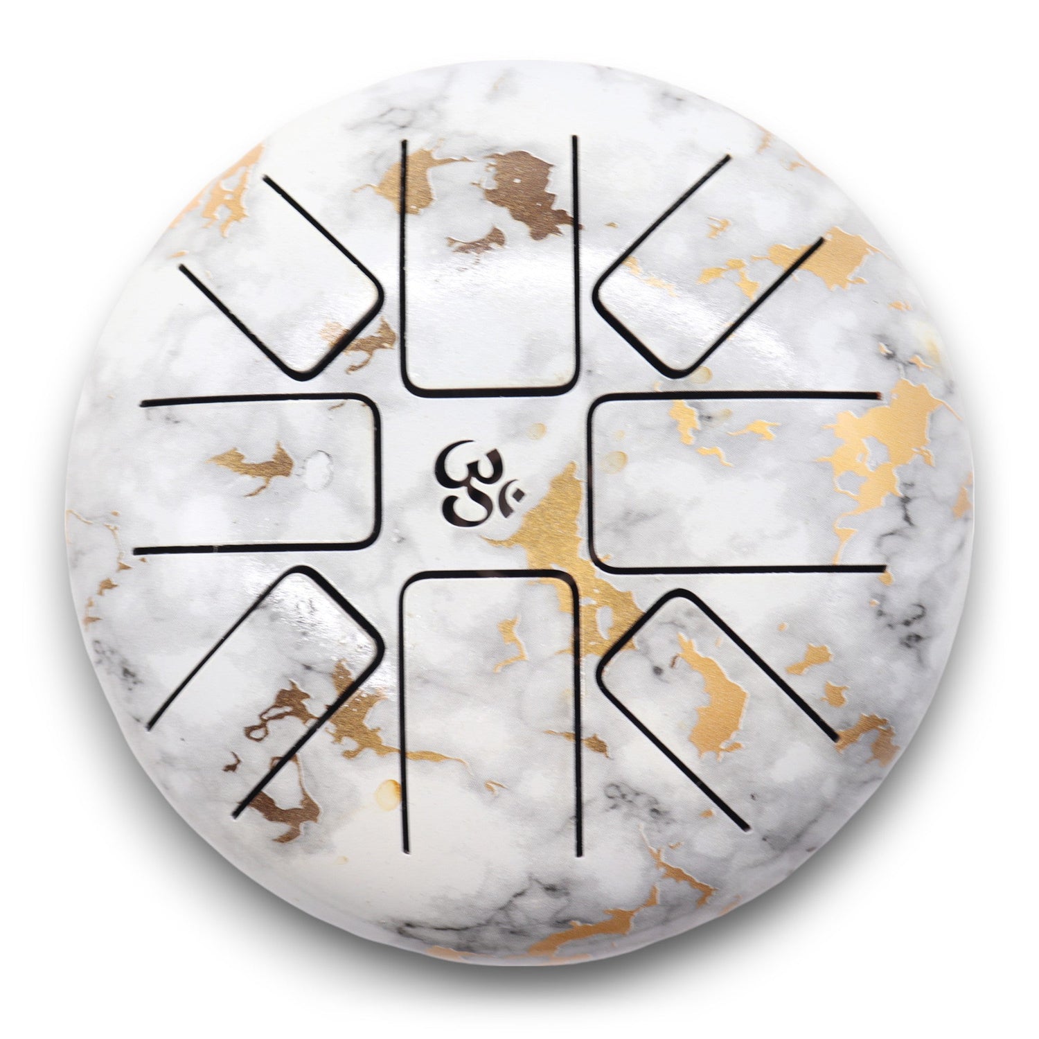 Hapi Drum Marble OM - 18cm Steel Tongue Drum with Gold and Gray Marbling for Meditation and Relaxation - SHAMTAM.COM