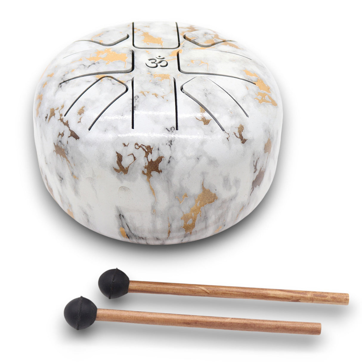 Med Hapi Drum Marble 17x13cm - Premium Tongue Drum with Gold Accents & Mallets - SHAMTAM.COM