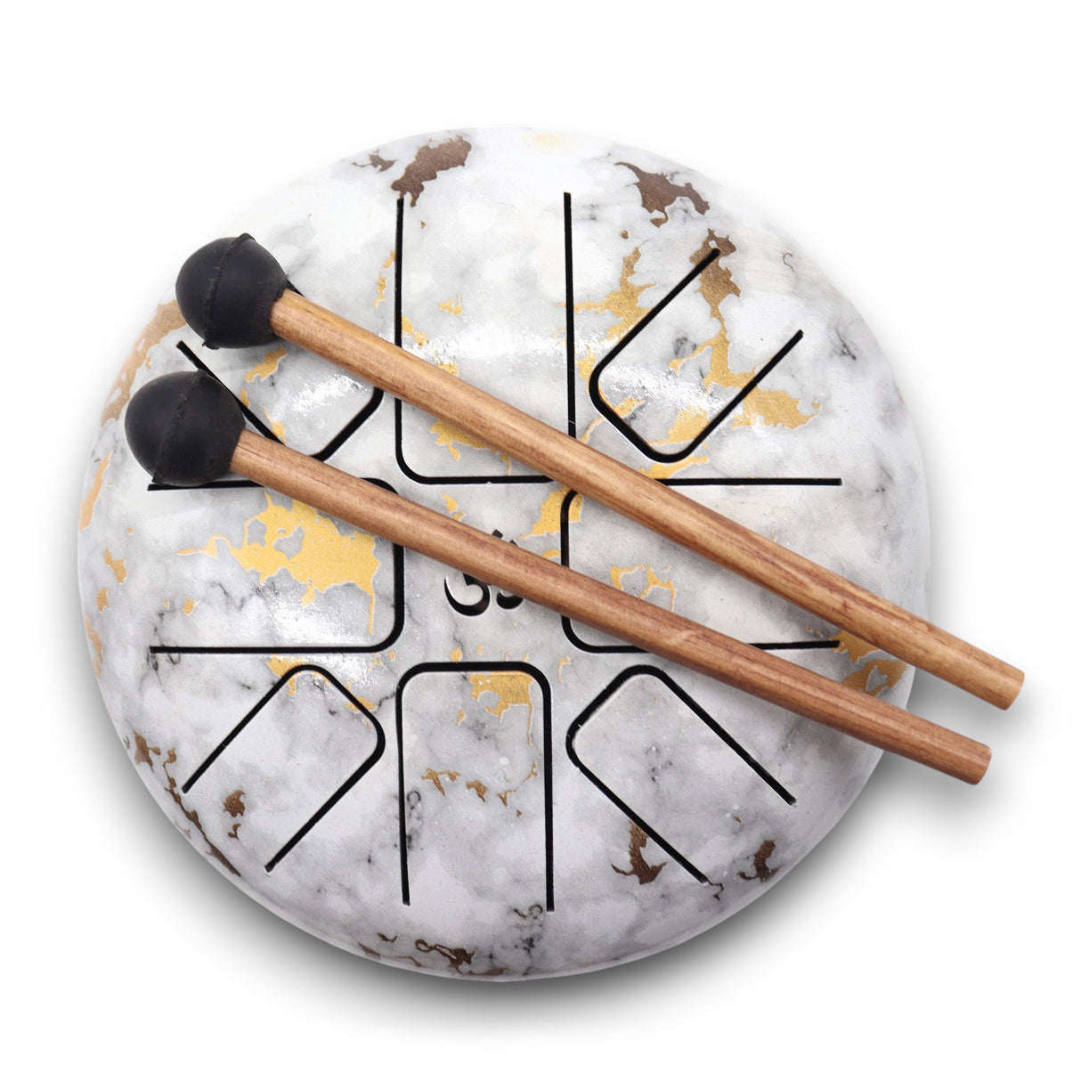 Med Hapi Drum Marble 17x13cm - Premium Tongue Drum with Gold Accents & Mallets - SHAMTAM.COM