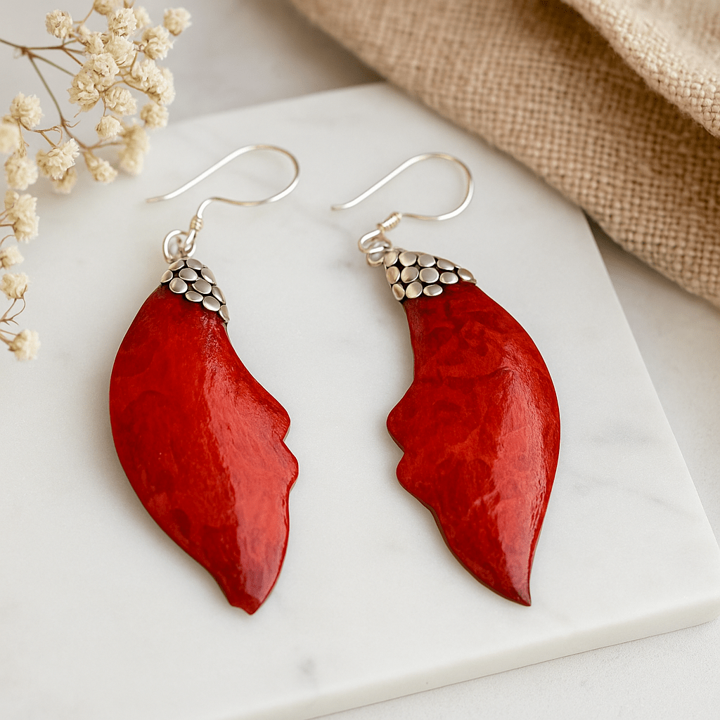 Sterling Silver Leaf Drop Earrings Pair - SHAMTAM.COM