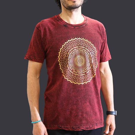 Medium Stone Washed T-Shirt - Mandala - Maroon - SHAMTAM.COM