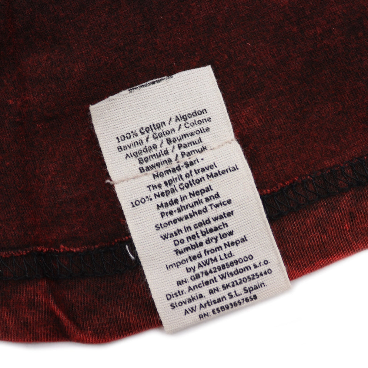 Large Stone Washed T-Shirt - Mandala - Maroon - SHAMTAM.COM