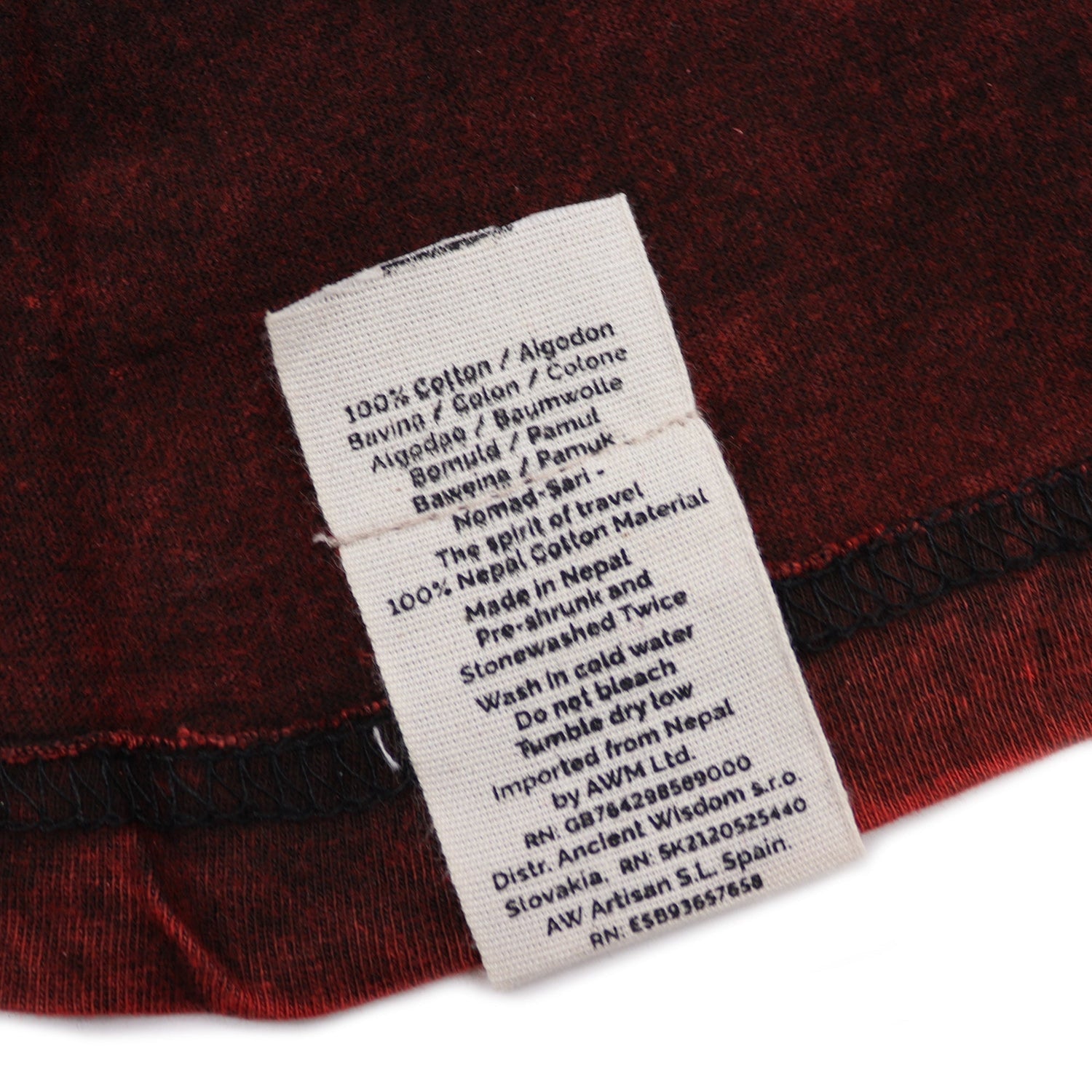 Large Stone Washed T-Shirt - Mandala - Maroon - SHAMTAM.COM