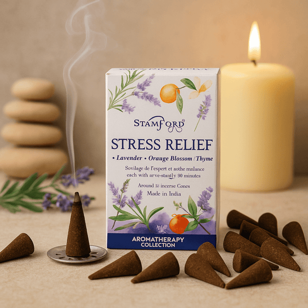 Stress Relief Incense Cones 15 Pack With Holder