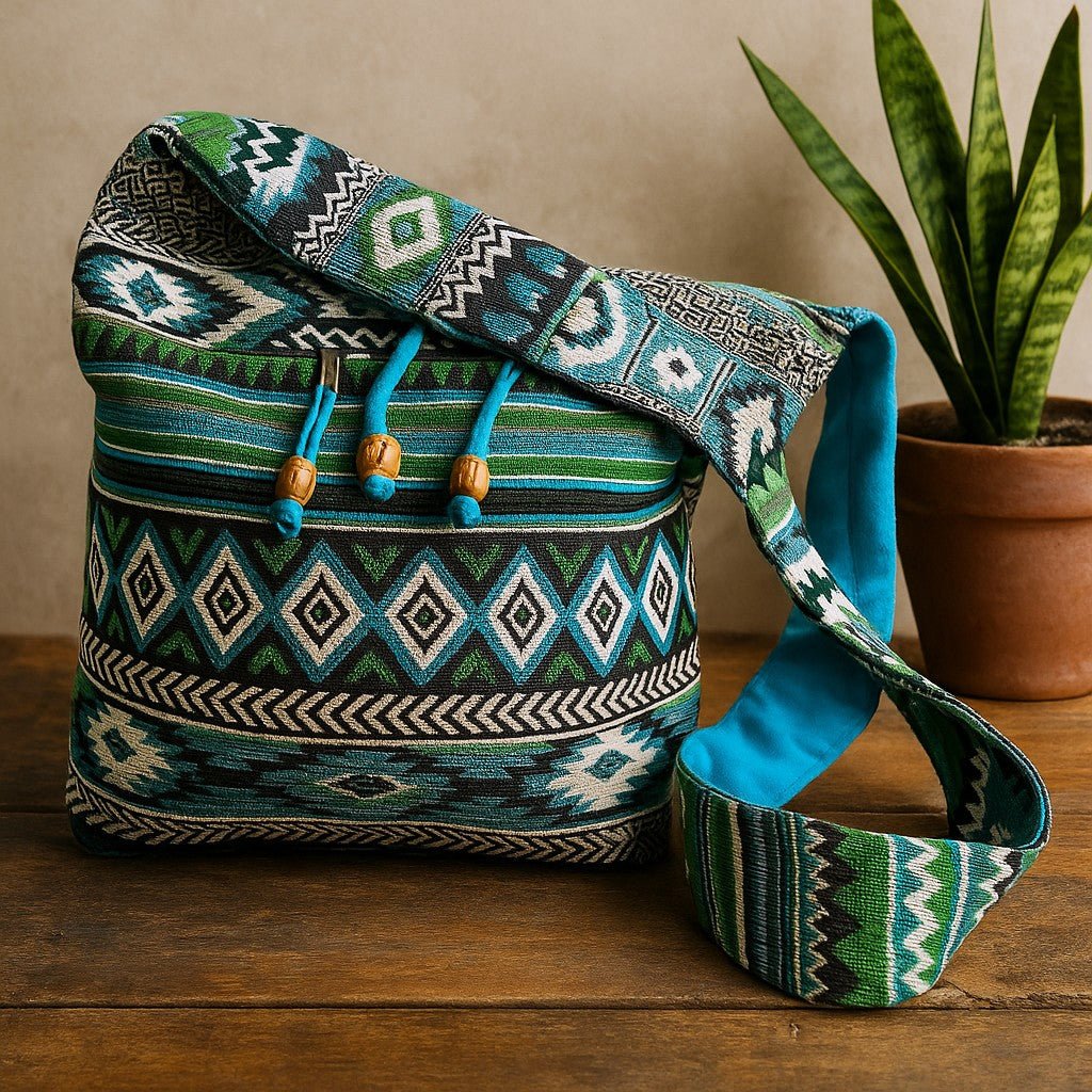 Student Bag, Teal Jacquard - SHAMTAM.COM
