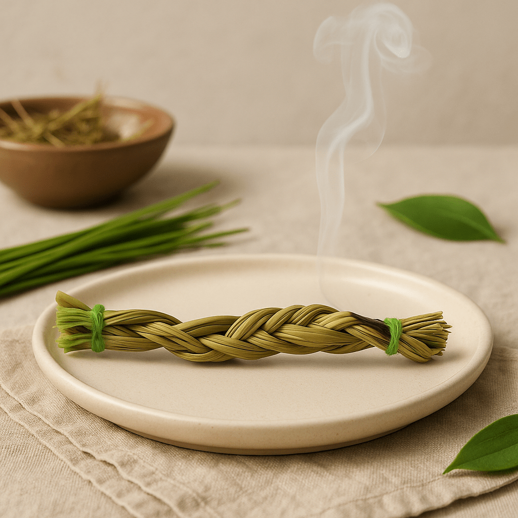 Sweetgrass Braided Smudge Stick 10cm - SHAMTAM.COM