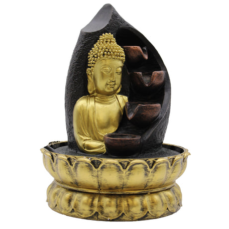 Tabletop Fountain - 30cm - Golden Buddha & Pouring Pots - SHAMTAM.COM