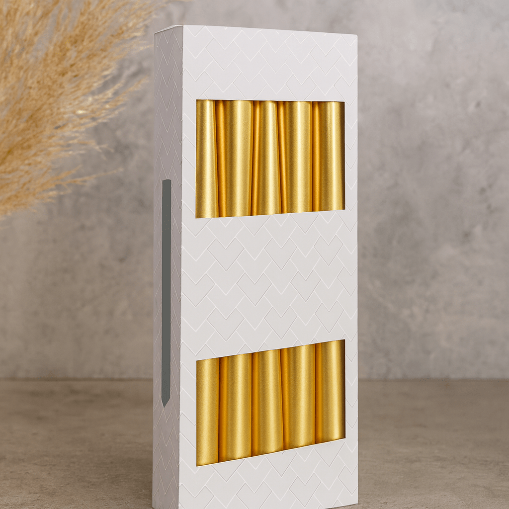 Taper Candles Gold - 10 Pack - SHAMTAM.COM