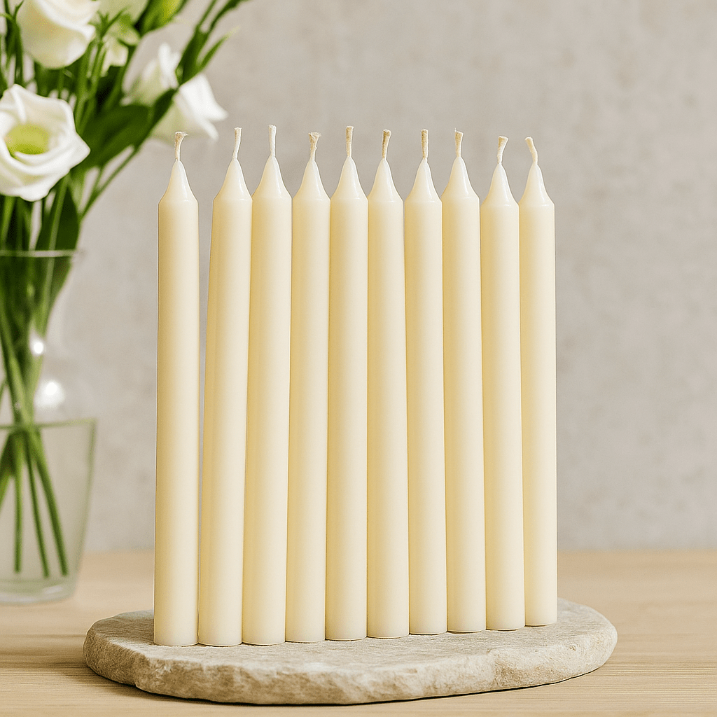 Taper Candles Ivory 10 Pack - SHAMTAM.COM