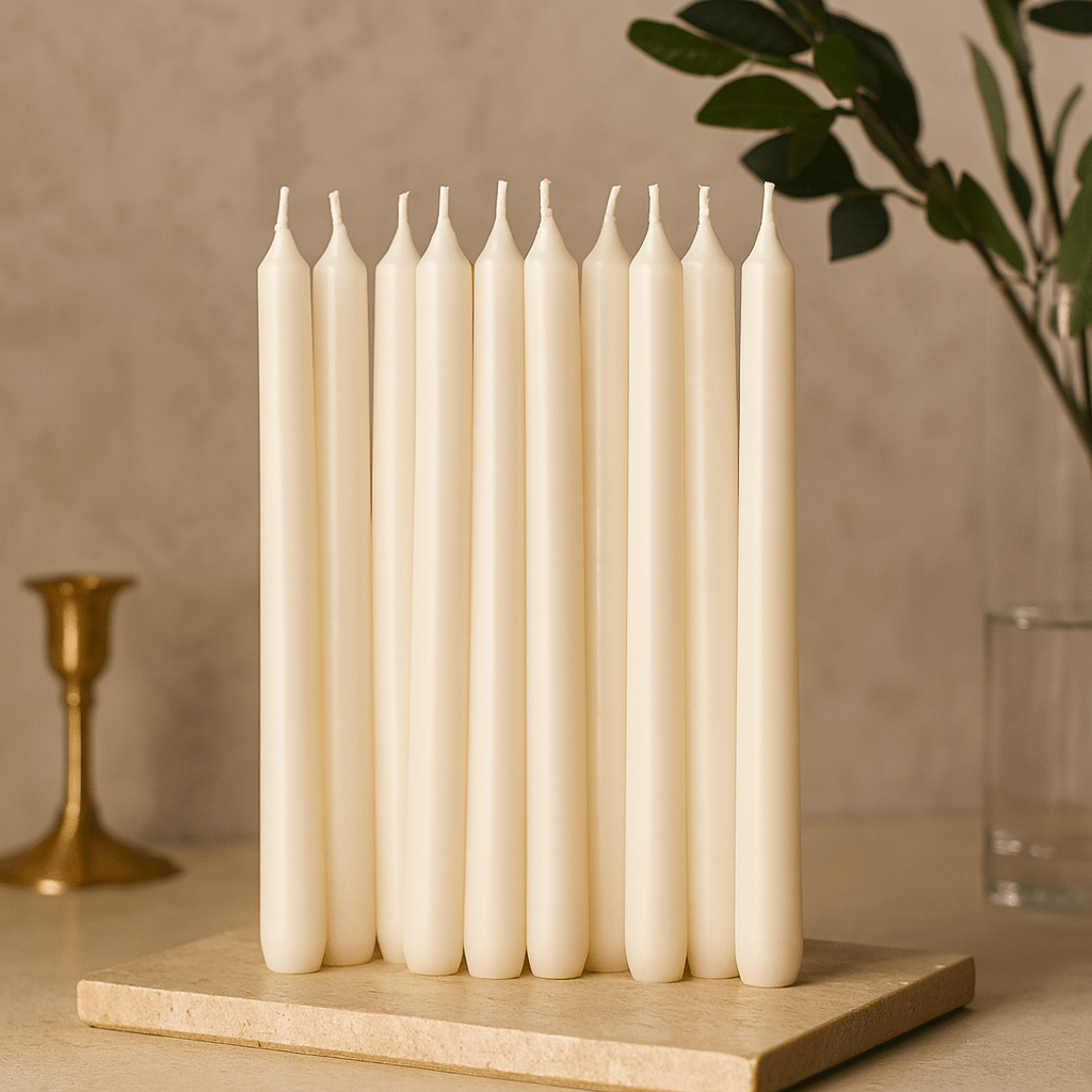 Taper Candles White 10 Pack - SHAMTAM.COM