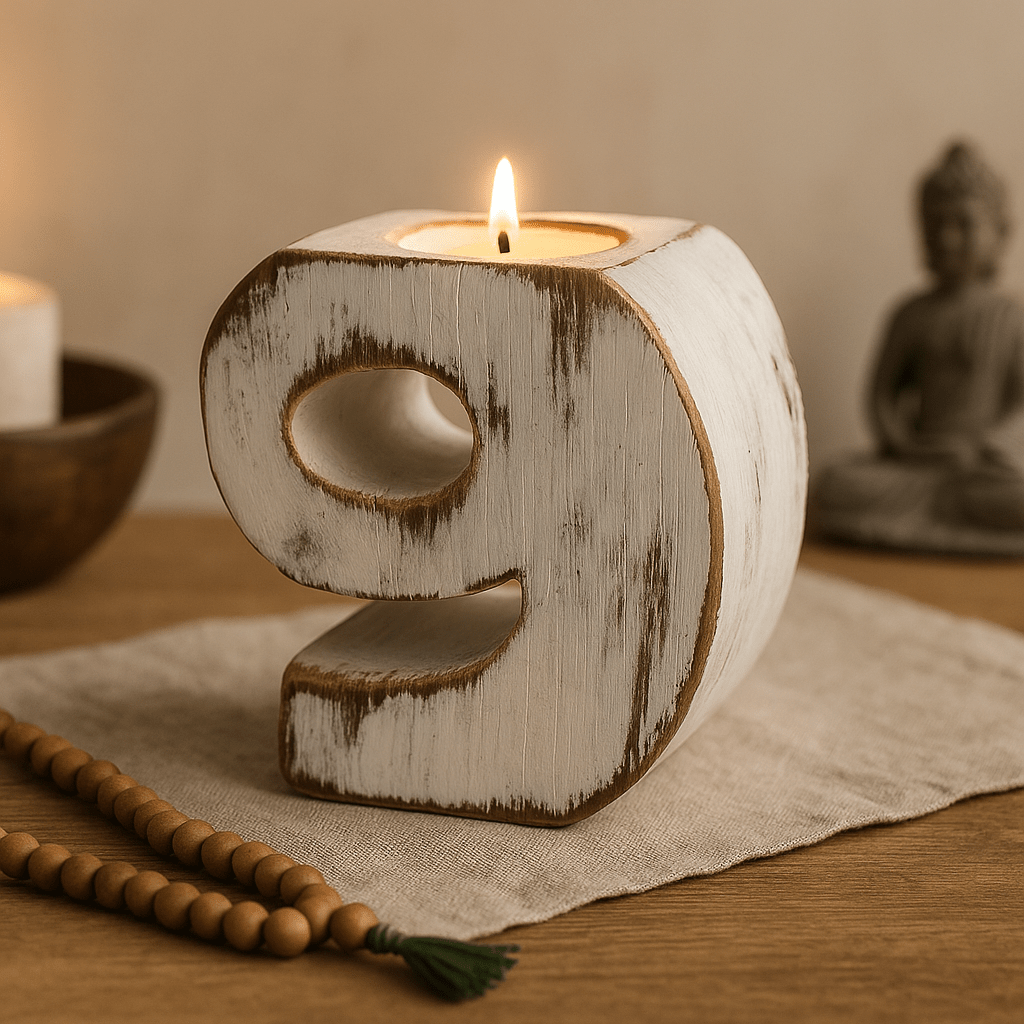 Tea Light Candle Holder Wooden Number 9 - SHAMTAM.COM