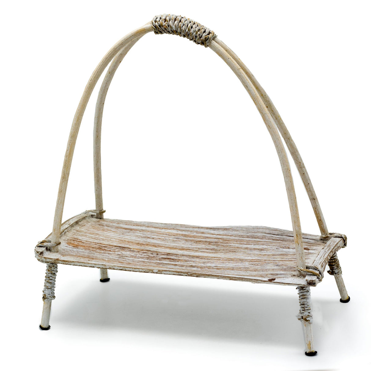 Coconut Leaf Tea Stand - Whitewash - SHAMTAM.COM