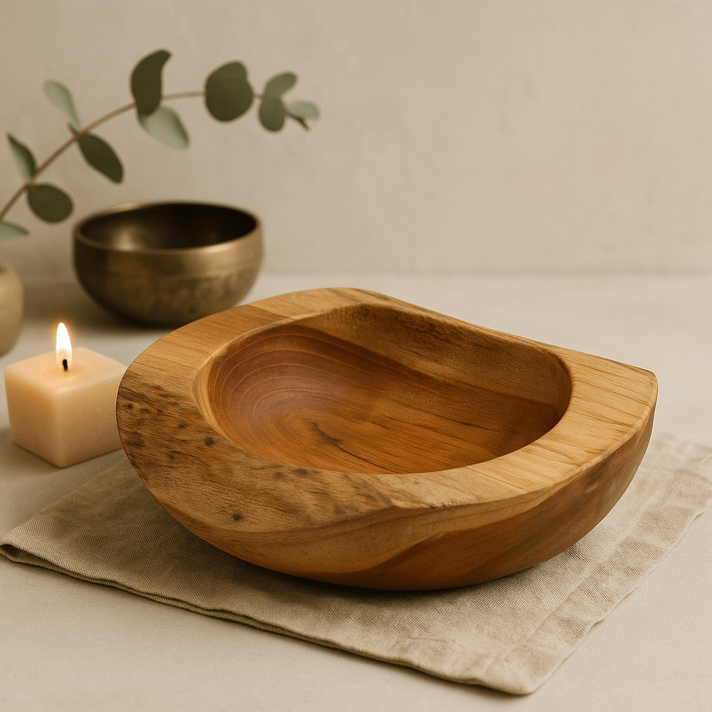 Teak Wood Bowl Large 25 x 7 cm - SHAMTAM.COM