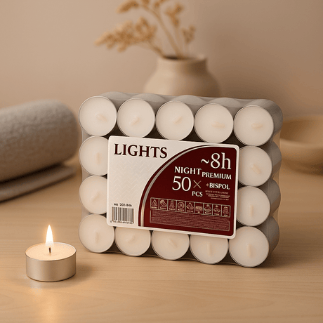 Tealight Candles Unscented White 8 - Hour Burn - SHAMTAM.COM