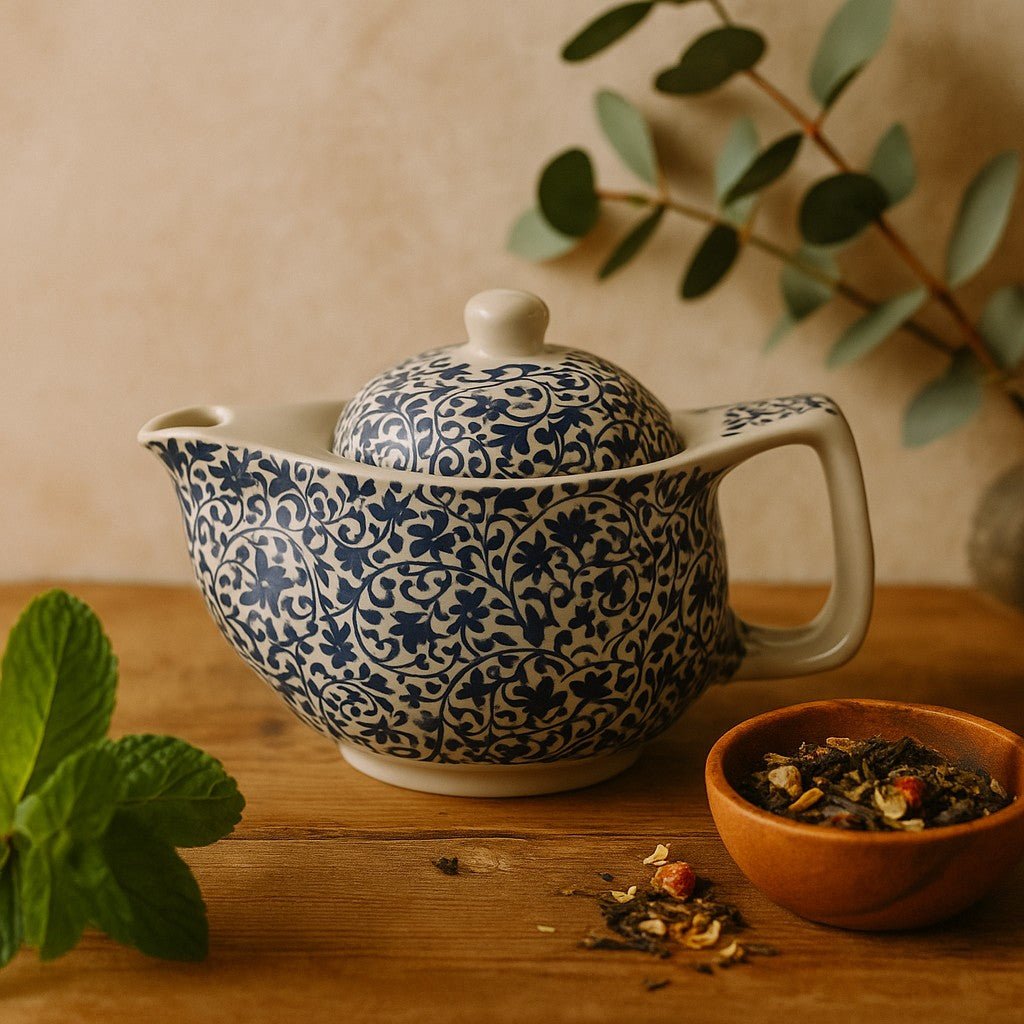Teapot for Herbal Tea, Small Blue Pattern - SHAMTAM.COM