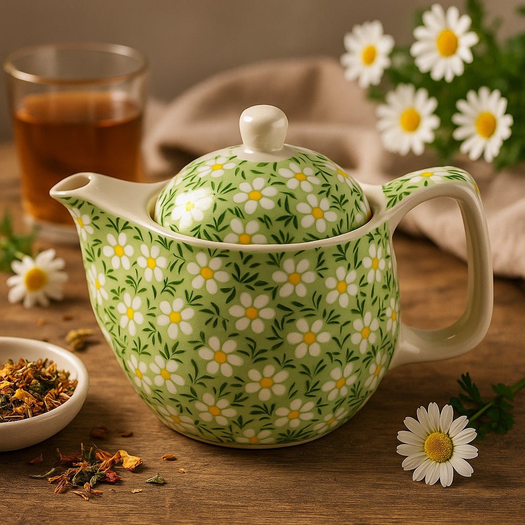 Teapot Small Herbal Green Daisy - SHAMTAM.COM
