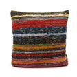 Vibrant Multicolor Rag Rug Cushion Covers - Eclectic Woven Decorative Pillow in Natural Greens - SHAMTAM.COM