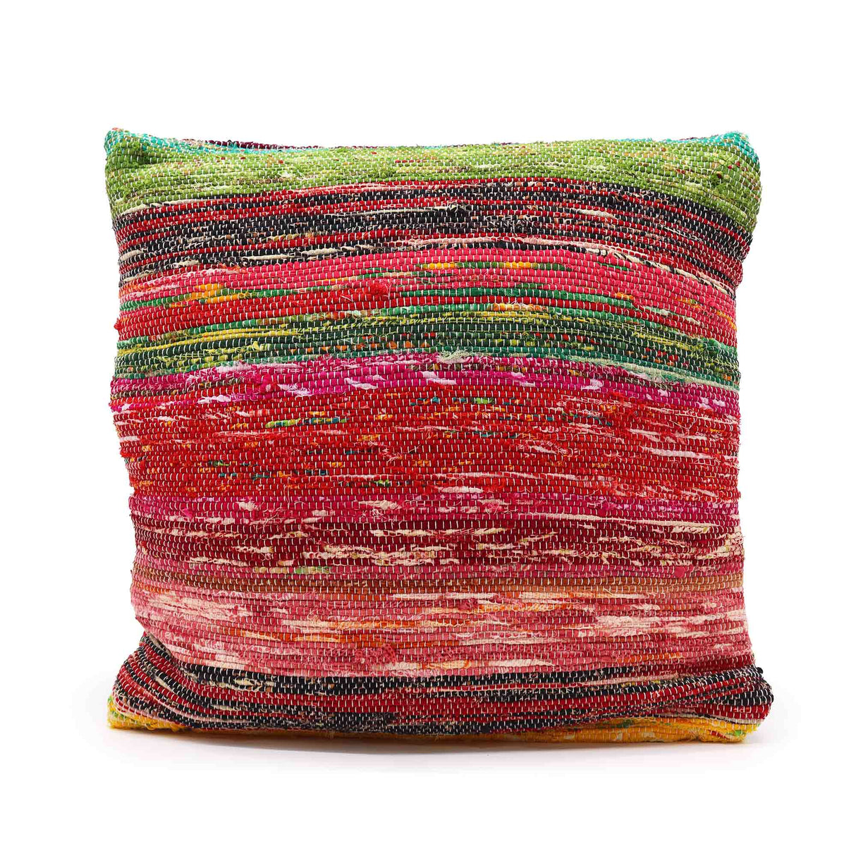 Handcrafted Multicoloured Rag Rug Cushion Covers - Vibrant Woven Throw Pillow for Decorative Accent - SHAMTAM.COM