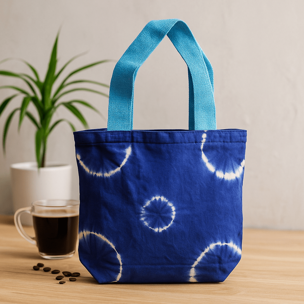 Tie - Dye Cotton Tote Bag Blue Rings 38x42x12cm - SHAMTAM.COM
