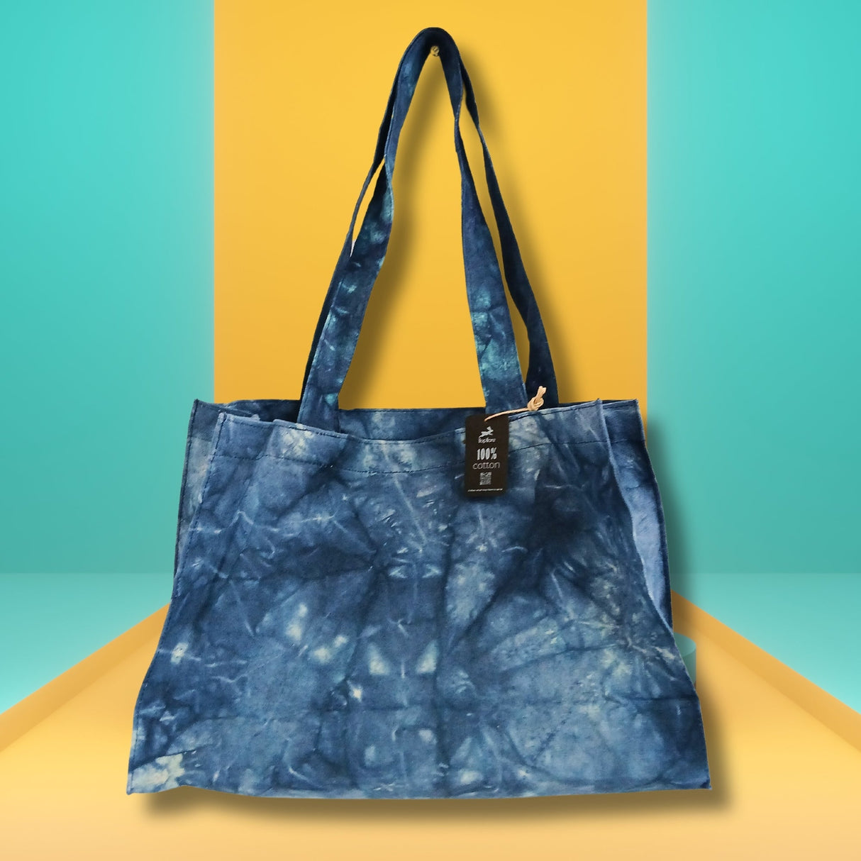 Stylish Deep Sea Blue Tie - Dye Tote Bag with Long Handles - Perfect for Everyday Use - SHAMTAM.COM