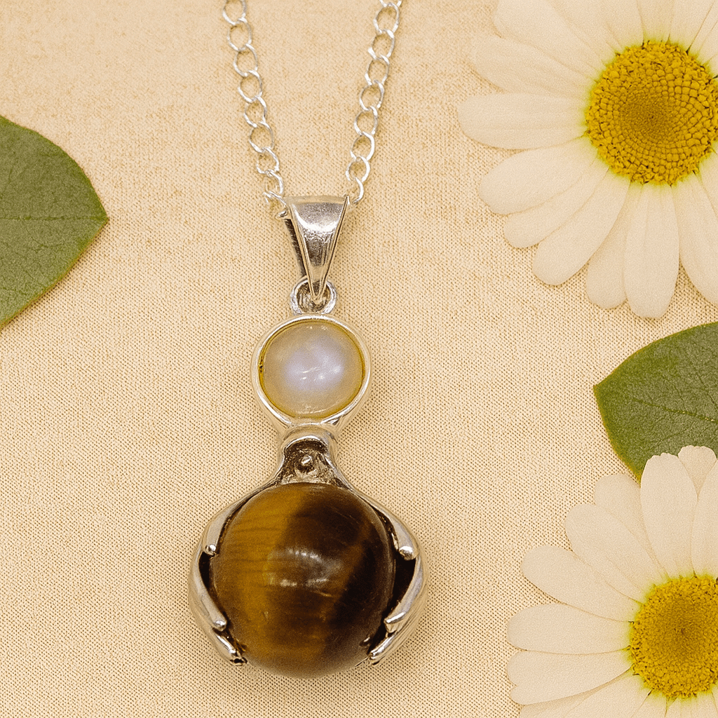 Tiger Eye Crystal Pendant Healing Hands - SHAMTAM.COM