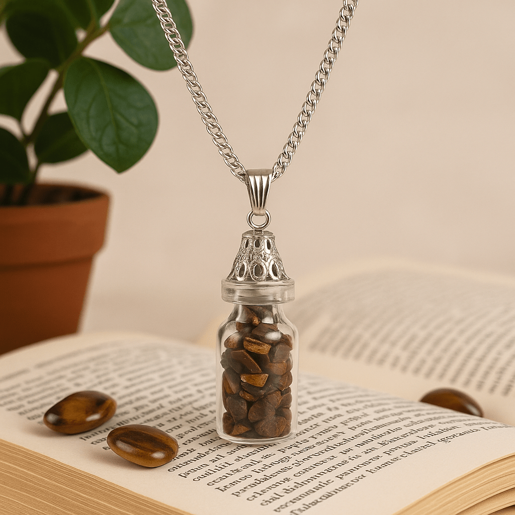 Tiger Eye Gemstone Bottle Pendant Necklace - SHAMTAM.COM