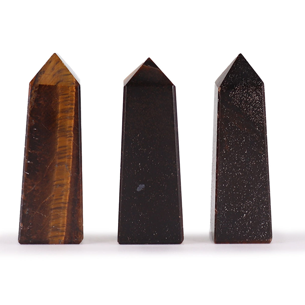 Tiger Eye, Obsidian, Snowflake Obsidian Crystal Obelisks 5cm - SHAMTAM.COM