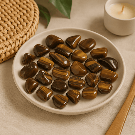 Tigers Eye Tumbled Stones Small, 24 Pieces - SHAMTAM.COM
