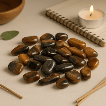 Tigers Eye Tumbled Stones Small African, 24 Pieces - SHAMTAM.COM